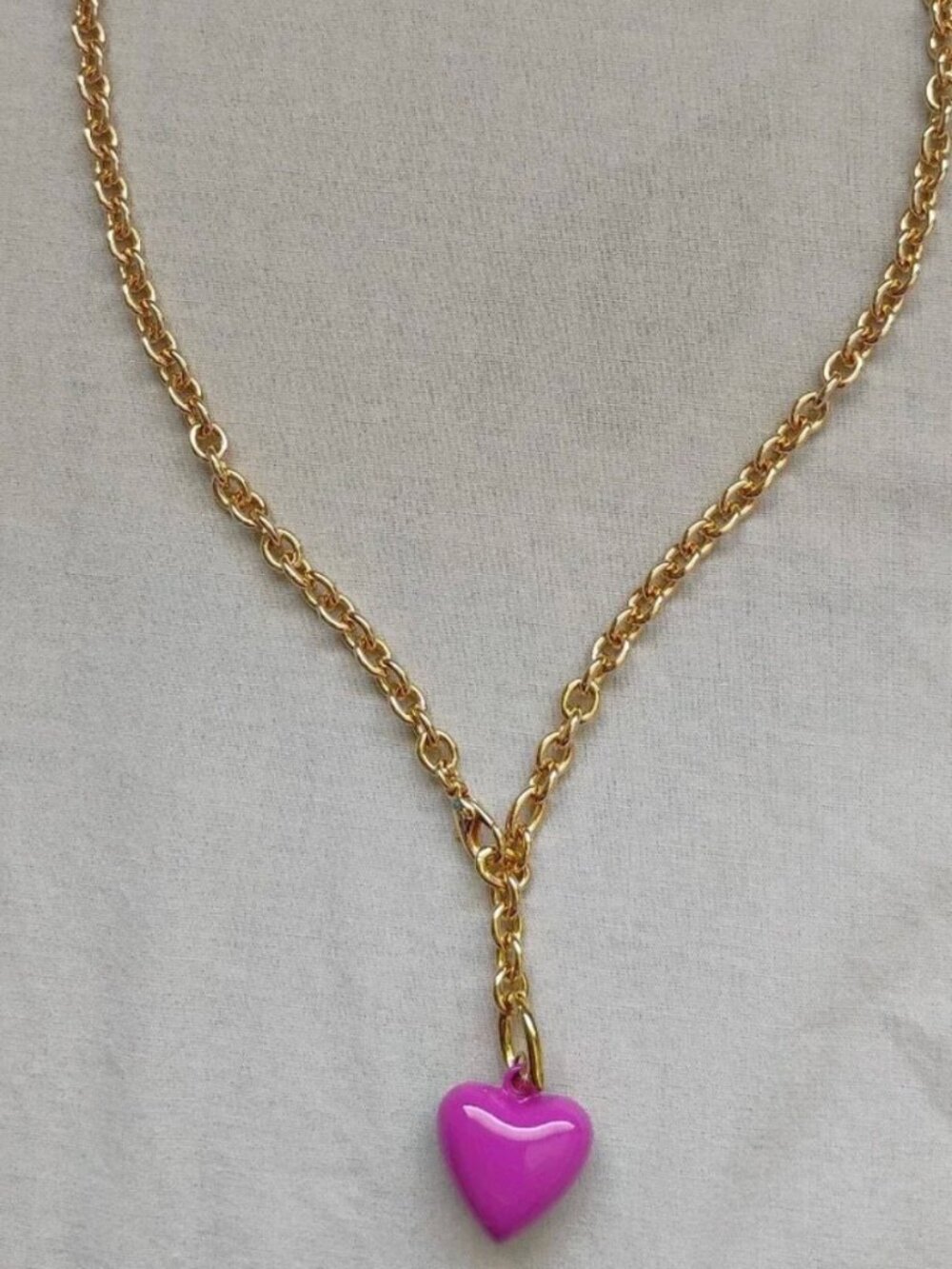Roxanne Assoulin The Mini Puffy Heart Charm Necklace Dark Pink